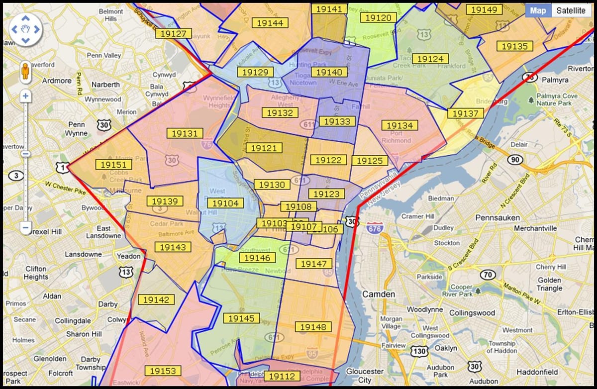 a térkép nagyobb Philadelphia terület