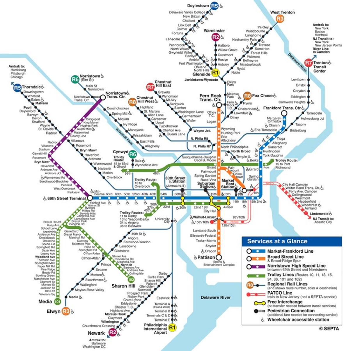 A philadelphiai metrón térkép