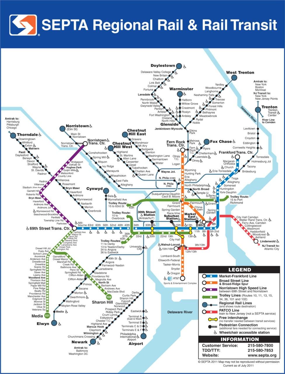 Septa térkép Philadelphia