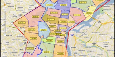 A térkép nagyobb Philadelphia terület