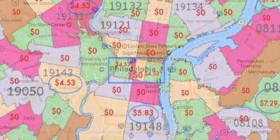 Philadelphia, valamint a környező területeken térkép